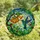 Stained Glass Art Fans' Iridescent Blue Green Hummingbird Artwork, Tiffany Style Orange Flowers, Vibrant Edge-to-Edge Stained Glass Suncatcher - 4