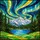 Nature Lovers' Majestic Tiffany Stained Glass Emerald Mountain Aurora Borealis Night Sky Mosaic Stained Glass Suncatcher - 7