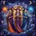 Witchcore Enthusiasts' Glowing Tiffany Stained Glass Witches, Indigo Amethyst Orange Jewel Tone Magic Mist Bat Pattern Stained Glass Suncatcher - 7
