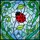 Stained Glass Art Fans' Vibrant Ruby Red Ladybug Tiffany Mosaic with Emerald Leaves & Sky Blue Botanicals Stained Glass Suncatcher - 7