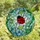 Stained Glass Art Fans' Vibrant Ruby Red Ladybug Tiffany Mosaic with Emerald Leaves & Sky Blue Botanicals Stained Glass Suncatcher - 4