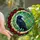 Fantasy Art Enthusiasts' Intricate Tiffany Stained Glass Raven Moon Red Rose Emerald Mosaic Stained Glass Suncatcher - 1