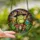 Fantasy Art Enthusiasts' Whimsical Stained Glass Emerald Frog Witch Purple Hat Toadstool Design Stained Glass Suncatcher - 2