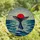 Ocean Lovers' Tiffany Stained Glass Whale Breaching Mosaic Deep Blue Turquoise Red Art Stained Glass Suncatcher - LrRe9WZlP5