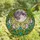 Stained Glass Art Lovers' Opalescent Moon, Teal Gem Crescents, Pink Purple Blue Swirls, Lush Foliage Mosaic Stained Glass Suncatcher - 4