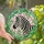 Wildlife Art Enthusiasts' Tiffany Style Stained Glass Zebra Head Profile Pink Mosaic Emerald Green Foliage Stained Glass Suncatcher - 1