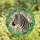 Wildlife Art Enthusiasts' Tiffany Style Stained Glass Zebra Head Profile Pink Mosaic Emerald Green Foliage Stained Glass Suncatcher - 4