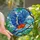 Nature Lovers' Tiffany Style Bluebird Flight Intricate Stained Glass Mosaic Cerulean Blue & Orange Stained Glass Suncatcher - 1