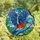 Nature Lovers' Tiffany Style Bluebird Flight Intricate Stained Glass Mosaic Cerulean Blue & Orange Stained Glass Suncatcher - 4