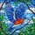 Nature Lovers' Tiffany Style Bluebird Flight Intricate Stained Glass Mosaic Cerulean Blue & Orange Stained Glass Suncatcher - 7