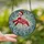 Whimsical Holiday Enthusiasts' Tiffany Glass Flamingo Santa Hat Mosaic Frost Pattern Vibrant Pink Red Stained Glass Suncatcher - 2