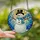 Winter Enthusiasts' Cheerful Snowman Tiffany Style Stained Glass Mosaic, Jewel Tones Stained Glass Suncatcher - I6kAsYwQ8J
