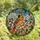 Nature Lovers' Tiffany Style Stained Glass Cardinal, Ruby Red Berries & Golden Orange Foliage Mosaic Stained Glass Suncatcher - 4