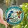 Nature Lovers' Intricate Stained Glass Birds Royal Blue Teal Orange Emerald Design Stained Glass Suncatcher - 1