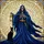 Fantasy Art Lovers' Mystical Stained Glass Guardian, Deep Blue Robe, Golden Lantern, Black Cat Moon Stained Glass Suncatcher - 7