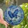 Wildlife Enthusiasts' Mid-Flight Blue Jay Stained Glass Art, Royal Blue Indigo Jewel Tone Sky Mosaic Stained Glass Suncatcher - voIsM5RYxh