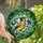 Nature Lovers' Vibrant Stained Glass Bohemian Waxwing Jewel Tone Emerald Yellow Magenta Art Stained Glass Suncatcher - 6YgZS6R-du