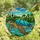 Nature Lovers' Tiffany Stained Glass Sea Turtle Mosaic Glowing Teal Aqua Blue Emerald Green Sky Landscape Art Stained Glass Suncatcher - aK_6y4WSW6