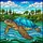 Nature Lovers' Tiffany Stained Glass Sea Turtle Mosaic Glowing Teal Aqua Blue Emerald Green Sky Landscape Art Stained Glass Suncatcher - 7