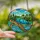 Nature Lovers' Tiffany Stained Glass Sea Turtle Mosaic Glowing Teal Aqua Blue Emerald Green Sky Landscape Art Stained Glass Suncatcher - oVXsCzTIym