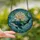 Ocean Lovers' Vibrant Stained Glass Whale & Peony, Emerald Green Teal Jewel Tone Aquatic Mosaic Stained Glass Suncatcher - 2