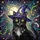 Magic Lovers' Intricate Tiffany Glass Black Cat Celestial Night Sky Mosaic Art Purple Yellow Green Stained Glass Suncatcher - 7