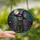 Witchy Cat Lovers' Tiffany Style Iridescent Stained Glass Gray Cat Purple Witch Hat Golden Moon Mystical Night Sky Mosaic Stained Glass Suncatcher - 2