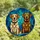 Dog Lovers' Radiant Tiffany Stained Glass Mosaic Two Expressive Dogs Vibrant Blue Orange Golden Brown Jewel Tones Stained Glass Suncatcher - 4