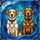 Dog Lovers' Radiant Tiffany Stained Glass Mosaic Two Expressive Dogs Vibrant Blue Orange Golden Brown Jewel Tones Stained Glass Suncatcher - 7