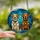 Dog Lovers' Radiant Tiffany Stained Glass Mosaic Two Expressive Dogs Vibrant Blue Orange Golden Brown Jewel Tones Stained Glass Suncatcher - 2