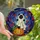 Halloween Cat Lovers' Whimsical Ghost Cat Pumpkin Tiffany Stained Glass Art Mosaic Vibrant Orange Emerald Green Stained Glass Suncatcher - 1