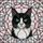 Cat Lovers' Stained Glass Tuxedo Cat Portrait Bright Green Eyes Iridescent Pink Gray Mosaic Stained Glass Suncatcher - 7