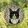 Cat Lovers' Stained Glass Tuxedo Cat Portrait Bright Green Eyes Iridescent Pink Gray Mosaic Stained Glass Suncatcher - 4