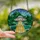 Sci-Fi Fans' Iridescent Jewel Tone Stained Glass UFO Alien Beam Geometric Mountain Mosaic Stained Glass Suncatcher - 2