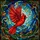 Nature Lovers' Fiery Red Cardinal Mid-Flight Tiffany Stained Glass Orange Gold Botanical Mosaic Stained Glass Suncatcher - 7