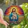 Faith-Inspired Dog Lovers' Stained Glass Jesus Shih Tzu Portrait, Radiant Halo, Wildflower Mosaic, Tiffany Jewel Tones Stained Glass Suncatcher - 1
