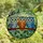Owl Lovers' Intricate Stained Glass Three Owls Forest Mosaic Jewel Tones Pattern Emerald Orange Blue Stained Glass Suncatcher - 4