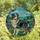 Dog Lovers' Intricate Stained Glass Fluffy Dog Mosaic Vibrant Amber Teal Red Landscape Stained Glass Suncatcher - _Ov8pLSoZp