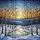 Winter Art Lovers' Intricate Stained Glass Winter Forest River Scene, Golden Orange Icy Blue Jewel Tones Stained Glass Suncatcher - 7