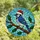 Nature Lovers' Intricate Tiffany Stained Glass Blue Jay Santa Hat Holly Winter Sky Mosaic Stained Glass Suncatcher - 4