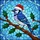 Nature Lovers' Intricate Tiffany Stained Glass Blue Jay Santa Hat Holly Winter Sky Mosaic Stained Glass Suncatcher - 7