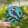 Nature Lovers' Intricate Tiffany Stained Glass Blue Jay Santa Hat Holly Winter Sky Mosaic Stained Glass Suncatcher - 2