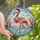Holiday Art Collectors' Tiffany Stained Glass Flamingo Santa Hat Rose Pink Emerald Green Winter Mosaic Stained Glass Suncatcher - 1