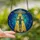 Cosmic Explorers' Tiffany Style Alien UFO Encounter Golden Blue Teal Mosaic Stained Glass Suncatcher - 2