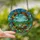 Nature Lovers' Radiant Tiffany Stained Glass Butterfly Wreath Mosaic Blue Sky Orange Yellow Green Pink Jewel Tones Stained Glass Suncatcher - 2