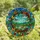 Nature Lovers' Radiant Tiffany Stained Glass Butterfly Wreath Mosaic Blue Sky Orange Yellow Green Pink Jewel Tones Stained Glass Suncatcher - 4
