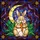 Whimsical Art Lovers' Tiffany Style Stained Glass Rabbit Carrot Celestial Moon & Stars Jewel Tones Intricate Mosaic Stained Glass Suncatcher - 7