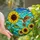 Nature Lovers' Vibrant Tiffany Stained Glass Hummingbird Sunflower Mosaic Blue Teal Orange Green Stained Glass Suncatcher - 1