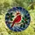 Holiday Art Lovers' Tiffany Style Stained Glass Cardinal with Santa Hat, Crimson Blue Cream Intricate Geometric Mosaic Stained Glass Suncatcher - jSR69wAgUK