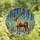 Nature Art Lovers' Intricate Stained Glass Reindeer Winter Forest Mosaic Deep Blue Teal Golden Antlers Stained Glass Suncatcher - MJeF_CZ8ex